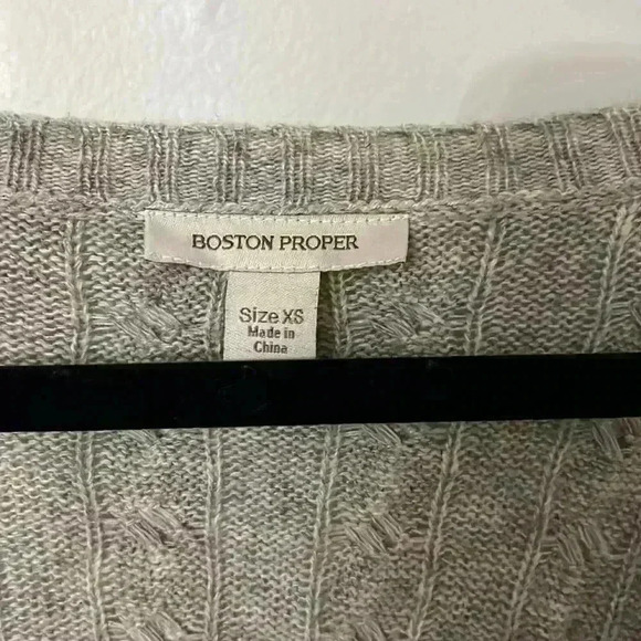 Boston Proper Heather Gray Cable Chiffon Sash Tie
Waist Cardigan Sweater XS - Picture 3 of 8